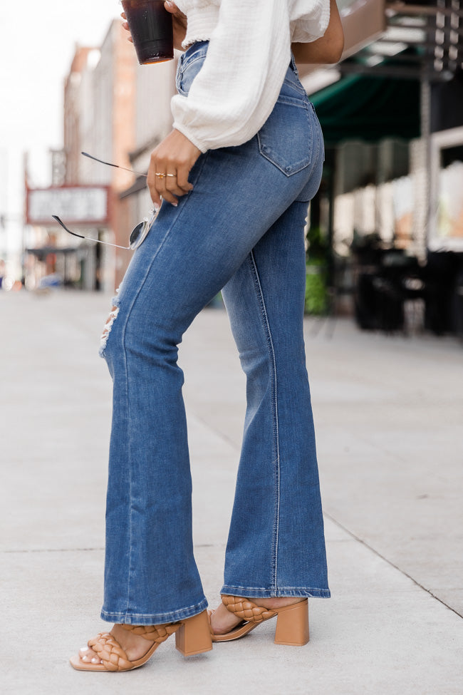 Reagan Medium Wash Flare Jeans FINAL SALE – Pink Lily