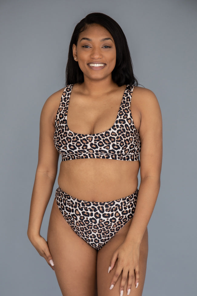 Aloha Darling Leopard Print High Waisted Bikini Bottoms FINAL SALE