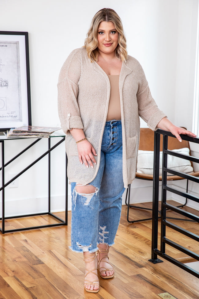 Here Without You Taupe Cardigan
