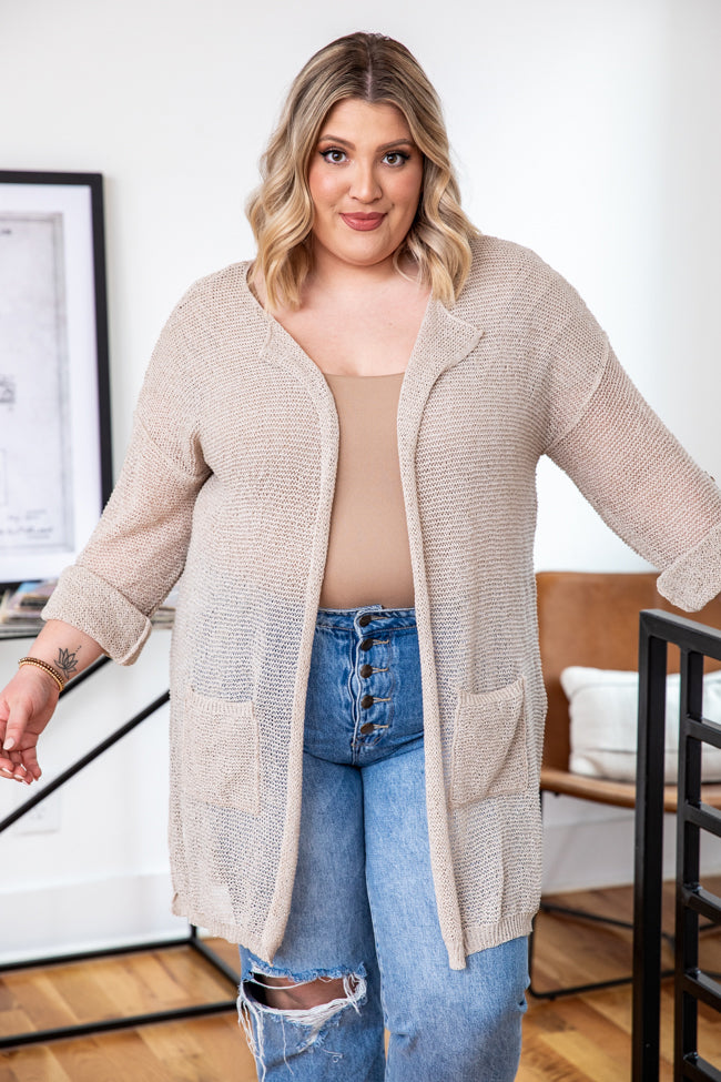Here Without You Taupe Cardigan