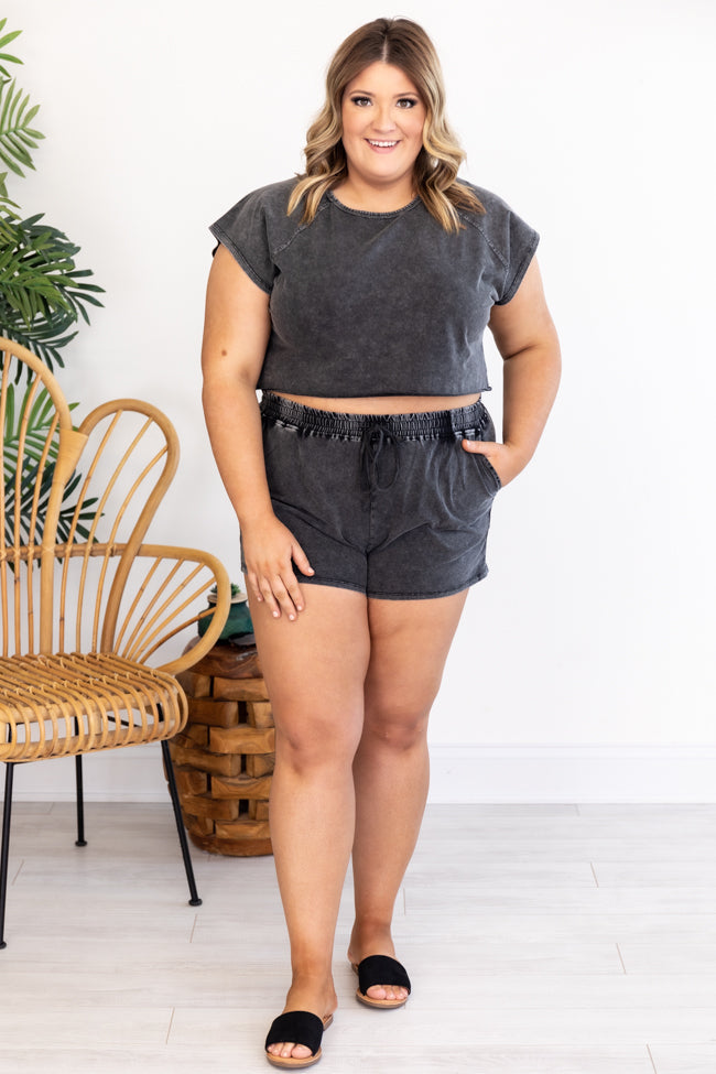 Plus size acid wash 2024 shorts