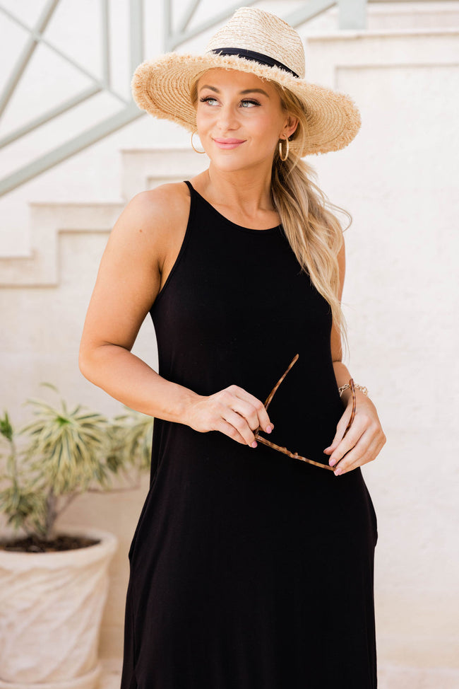 Who I'm Supposed To Be Solid Black Maxi Tank Dress FINAL SALE