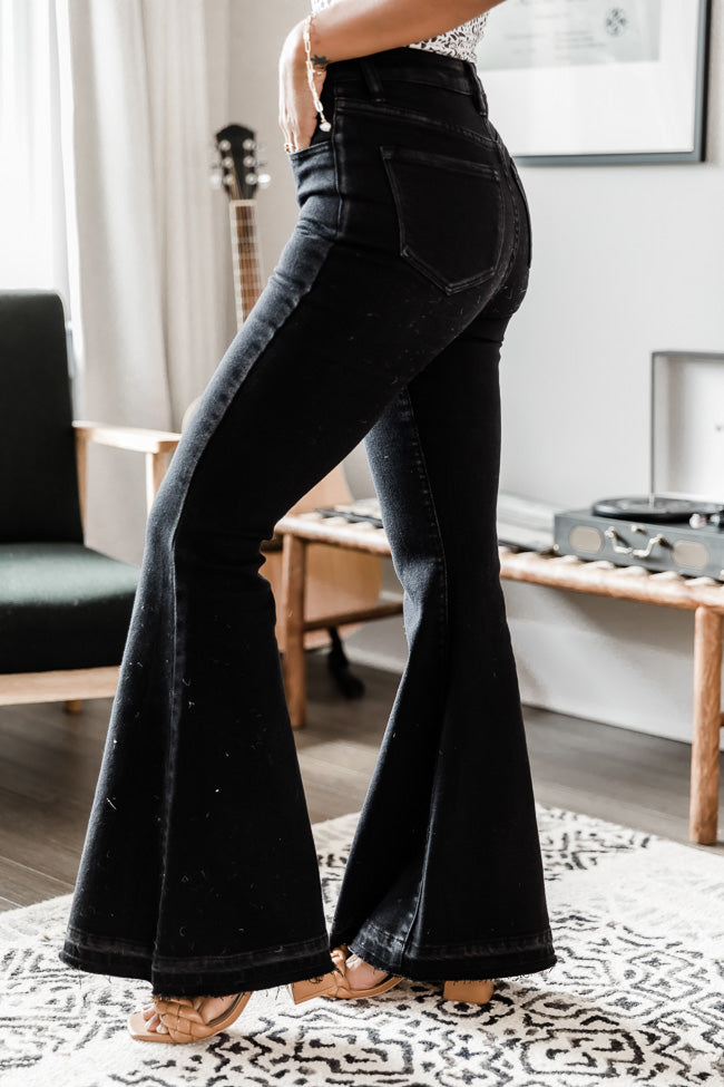 fantastisk stivhed bodsøvelser Camille Black Frayed Hem Flare Jeans – Pink Lily