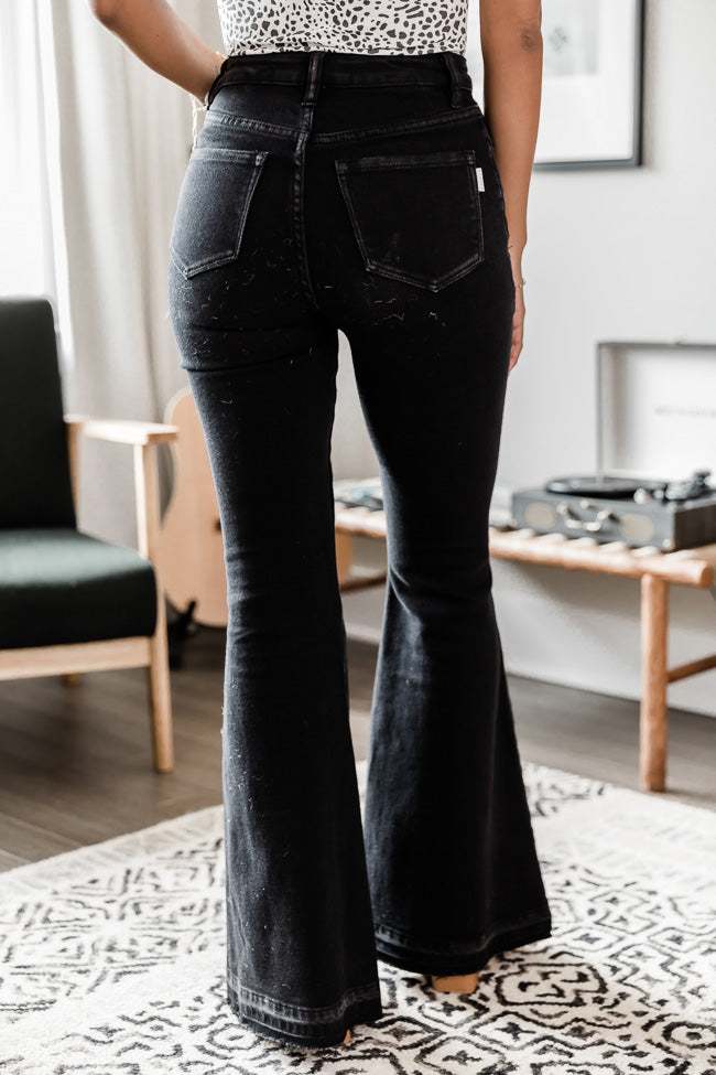 Camille Black Frayed Hem Flare Jeans FINAL SALE