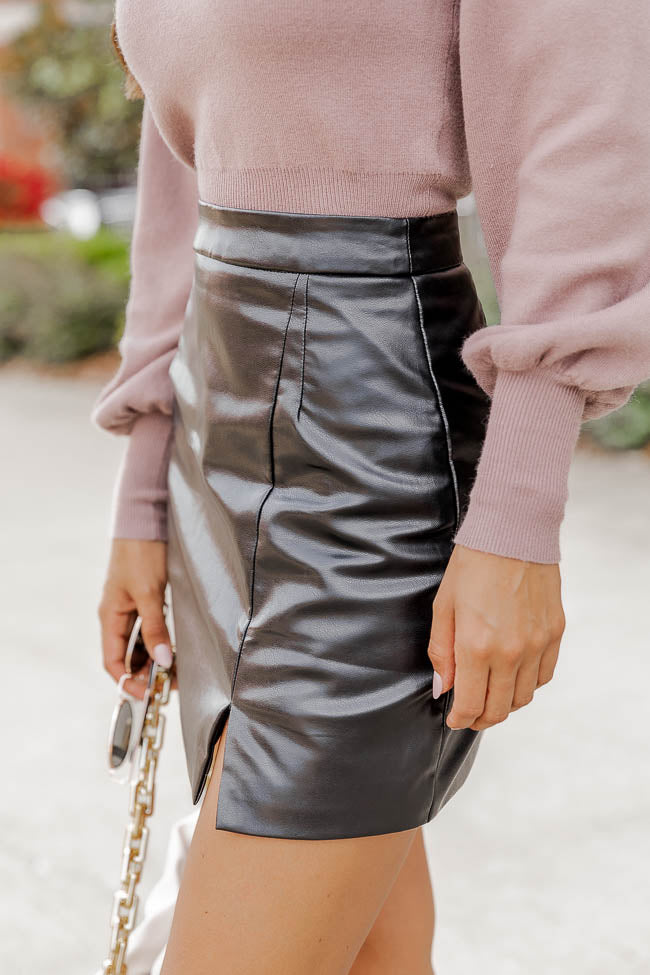 Diva Moment Black Leather Skirt