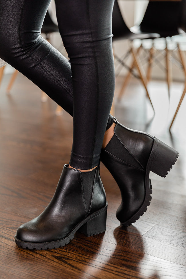 Black leather boots clearance platform