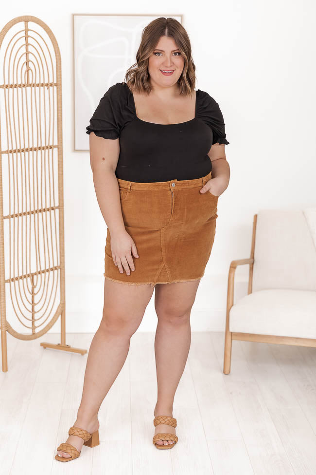 Why Not Me Brown Corduroy Mini Skirt FINAL SALE Pink Lily