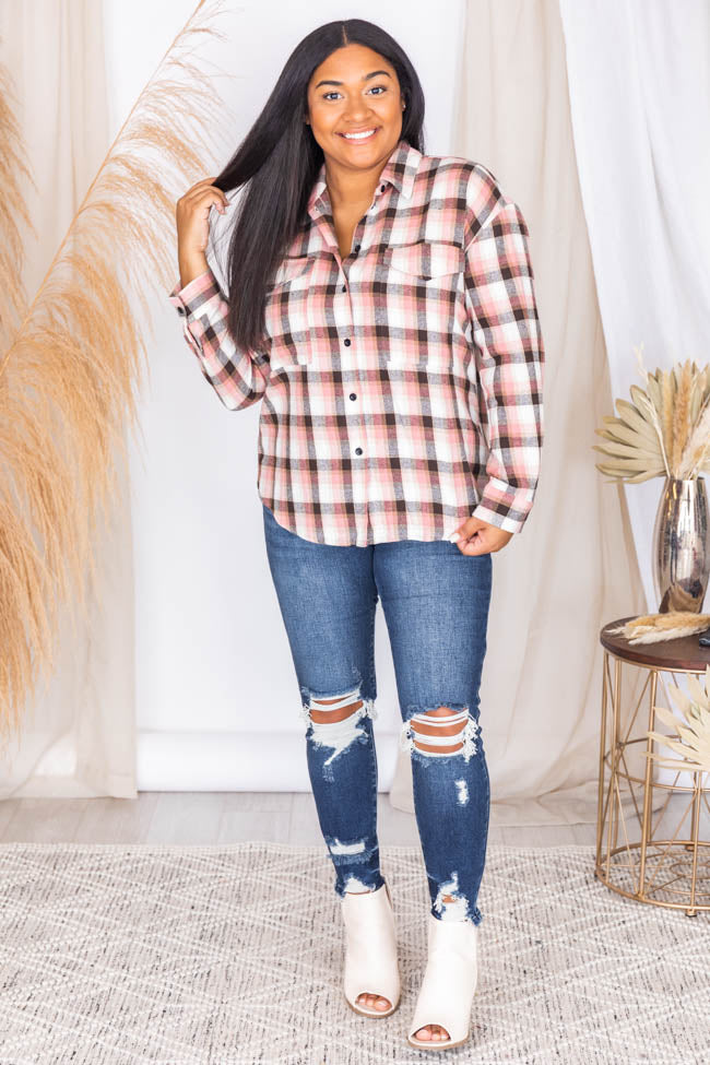 All I Ever Wanted Pink Plaid Button Front Blouse FINAL SALE