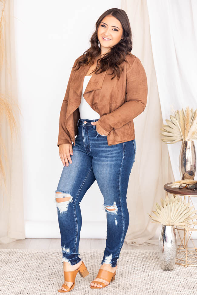 Plus size cheap suede coats