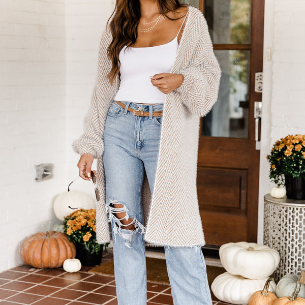 Never Going Back Brown Fuzzy Duster Cardigan FINAL SALE
