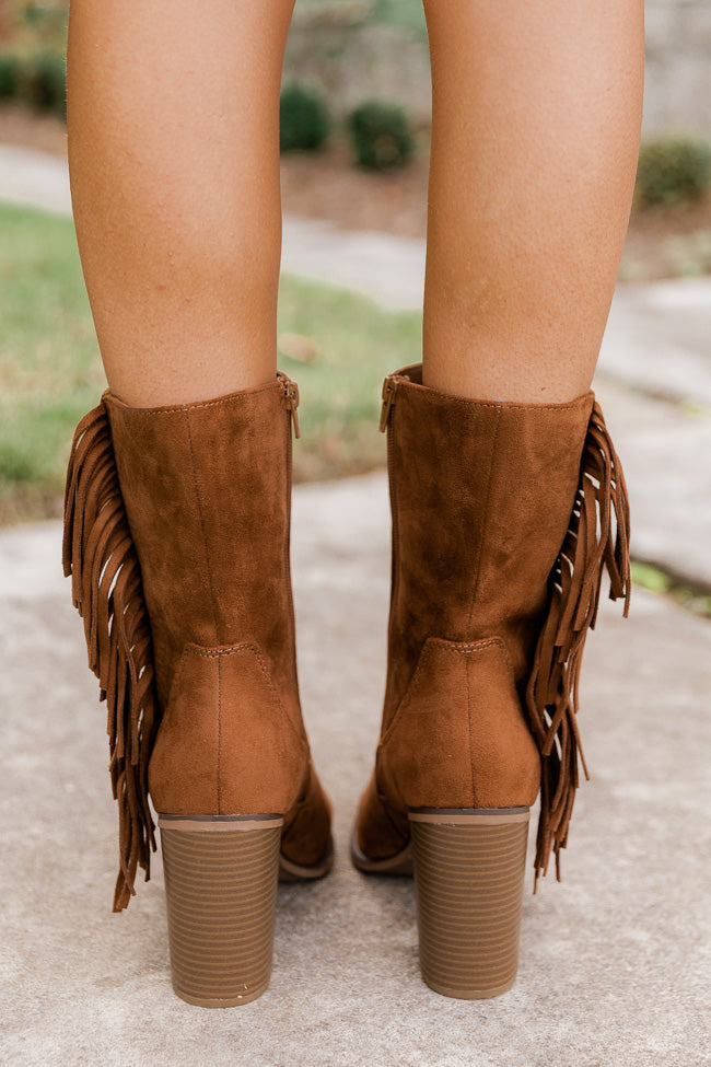 Tan fringe 2024 ankle boots