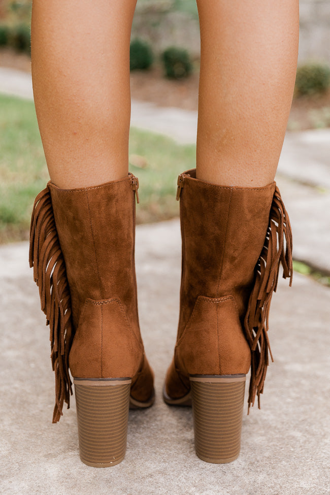 Nelly Brown Fringe Suede Boots