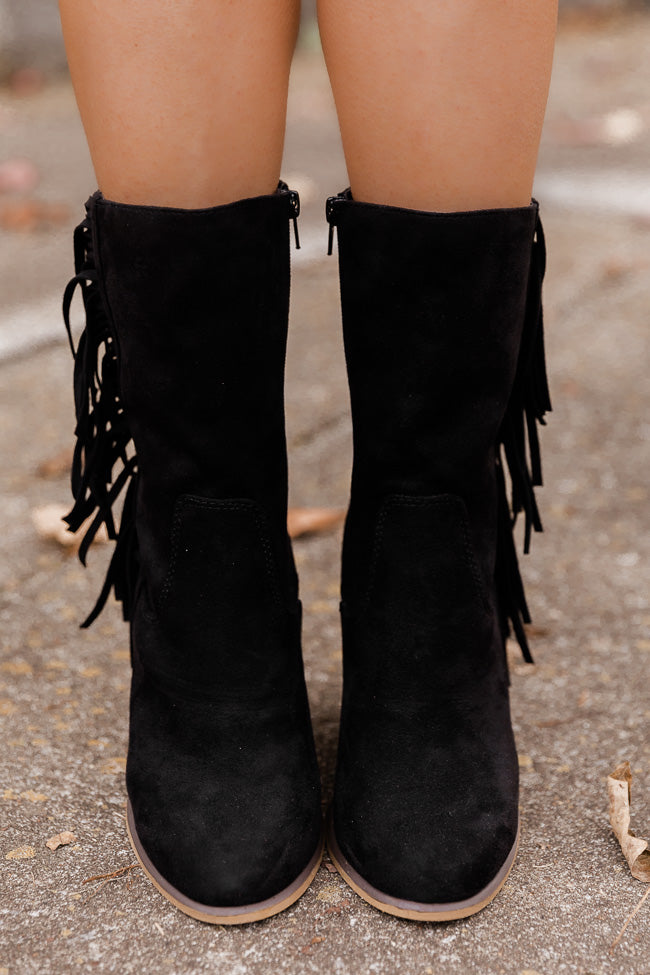 Nelly Black Fringe Suede Boots FINAL SALE