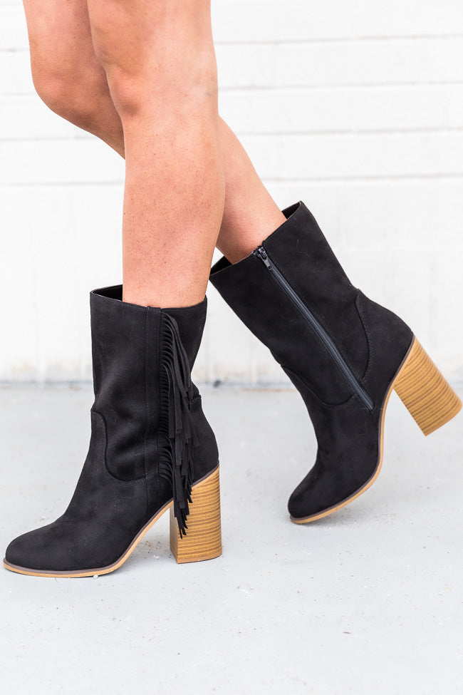 Nelly Black Fringe Suede Boots FINAL SALE