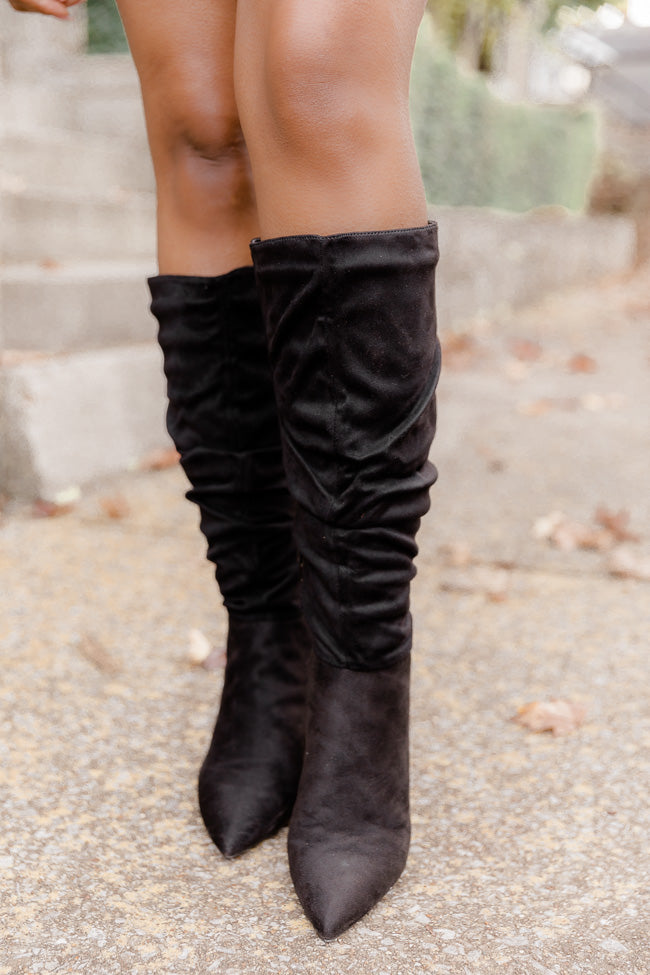 Black suede hotsell block heel boot