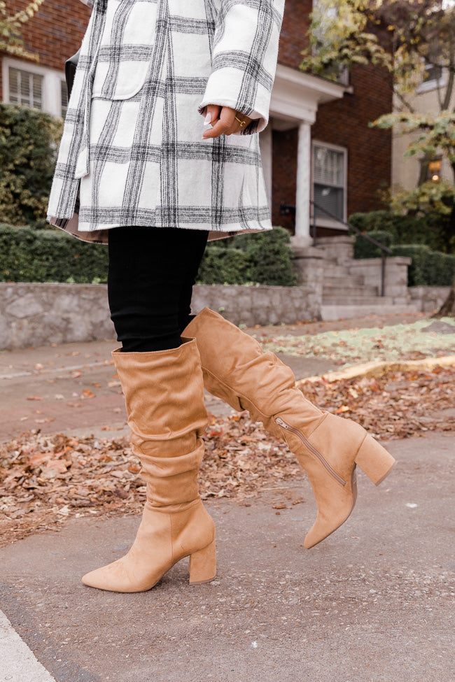 Beige tall boots sale