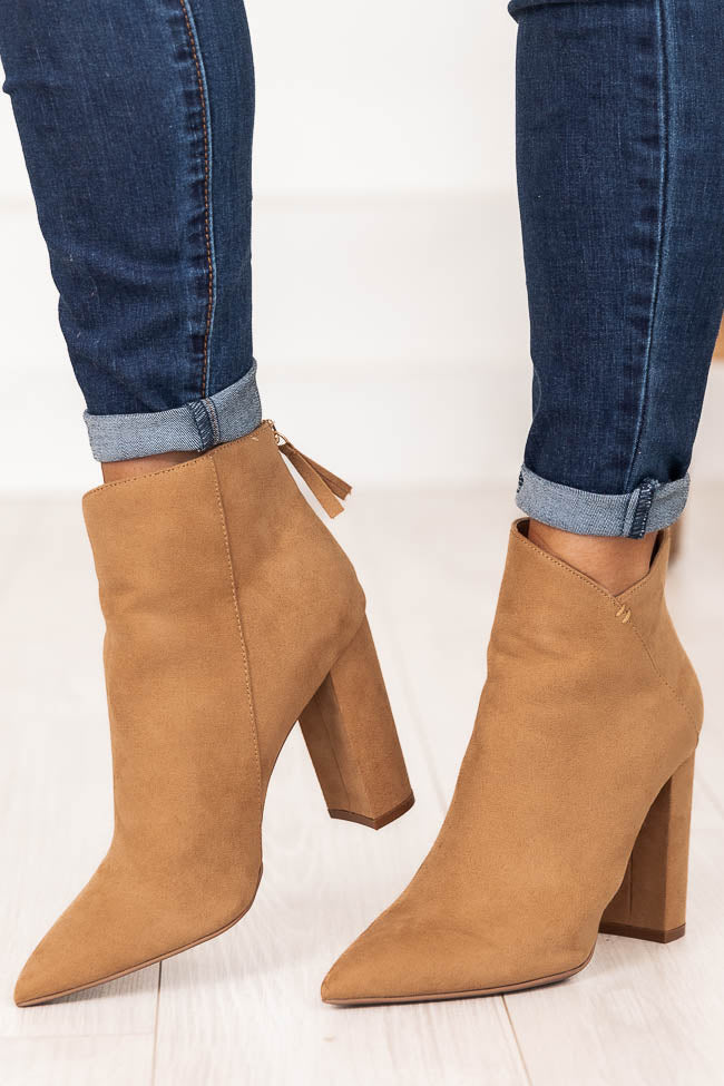 Tan suede clearance block heel boots