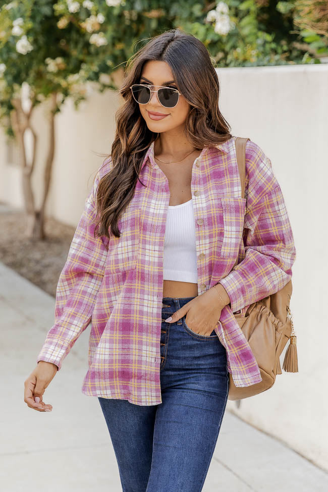 Wishing On Forever Pink Plaid Shacket FINAL SALE – Pink Lily