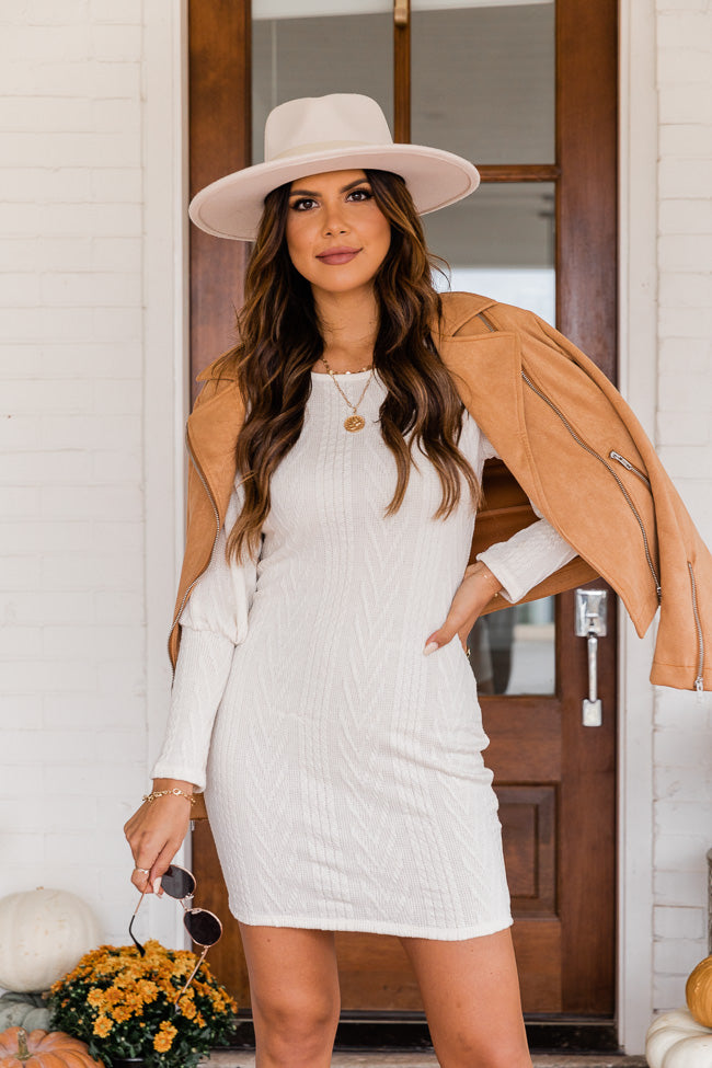 Need More Time Ivory Long Sleeve Knit Dress