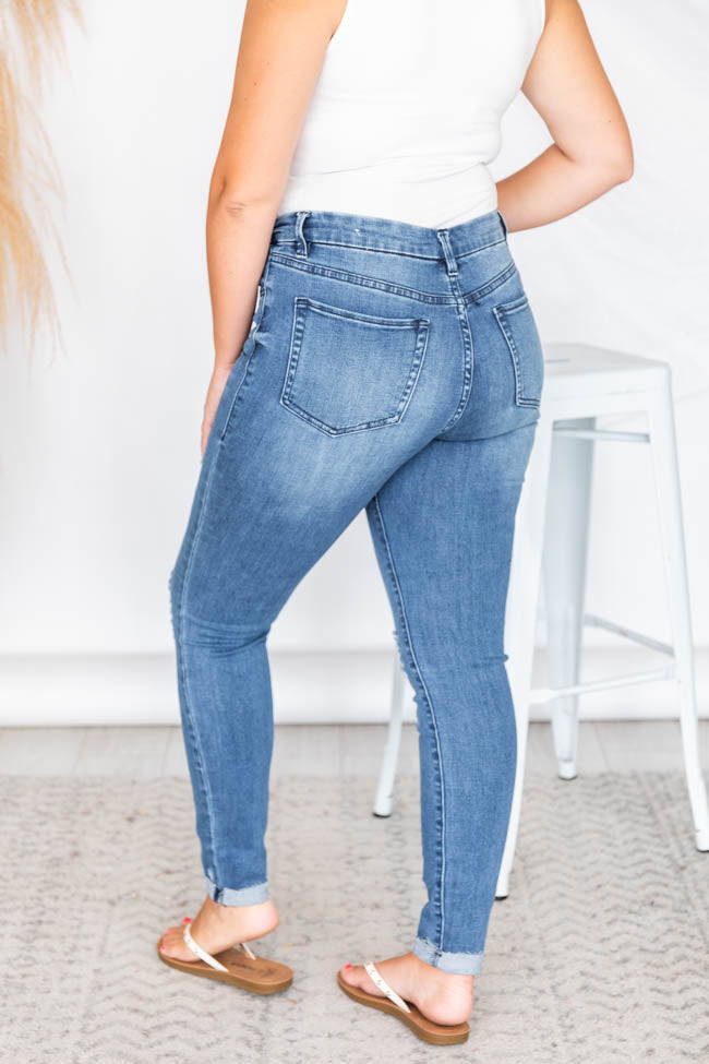 Kaylie Distressed Medium Wash Skinny Jeans