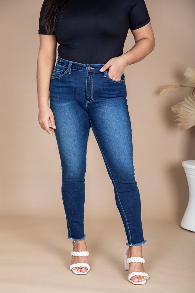 Mary Frayed Edge Dark Wash Skinny Jeans FINAL SALE