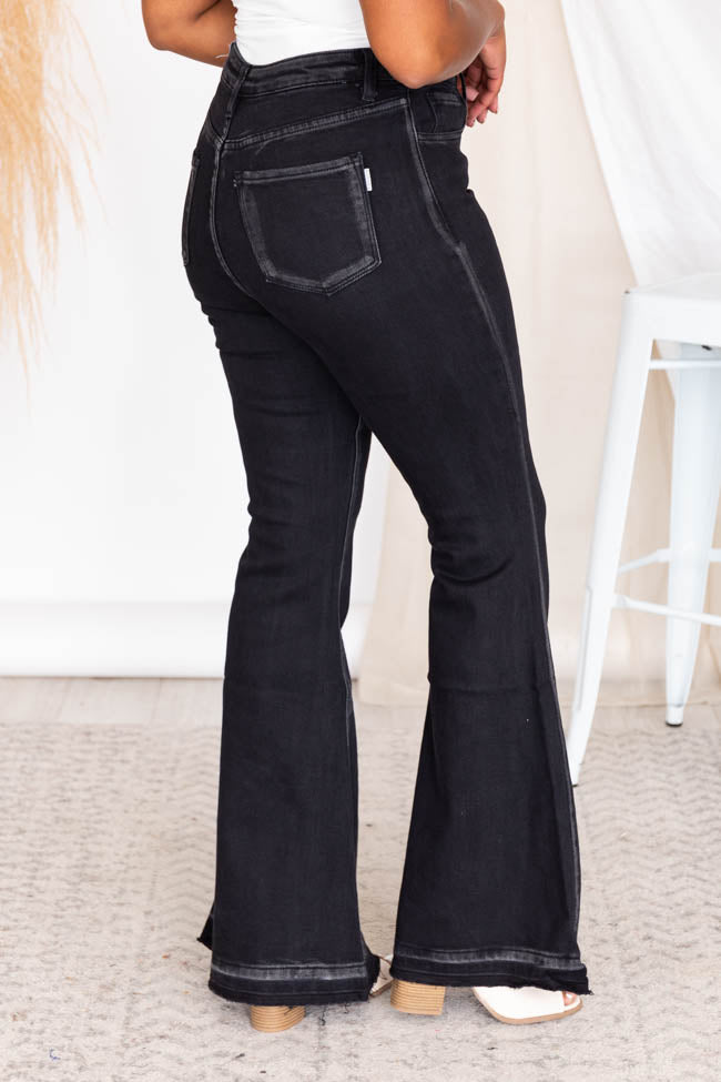 Camille Black Frayed Hem Flare Jeans FINAL SALE