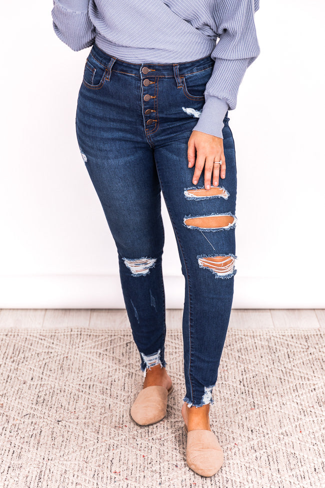 Here And There Distressed Medium Wash Skinny Jeans – Shop Priceless
