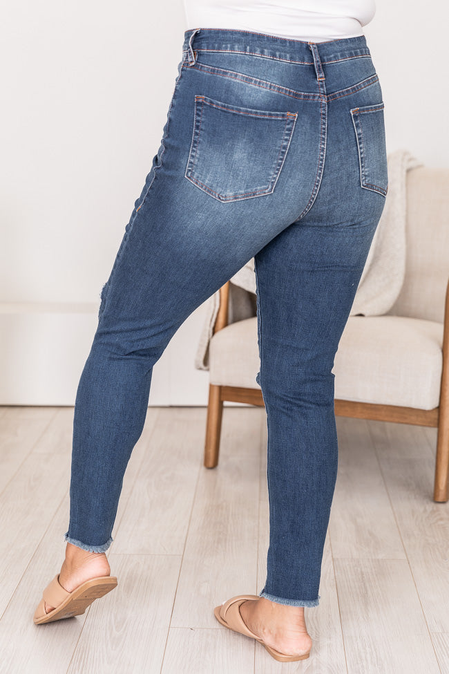 Trixie Button Front Distressed Medium Wash Skinny Jeans FINAL SALE