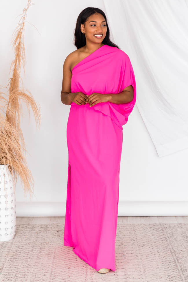 Pink one 2025 shoulder maxi dress