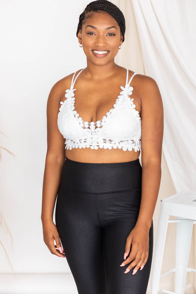 White cheap floral bralette