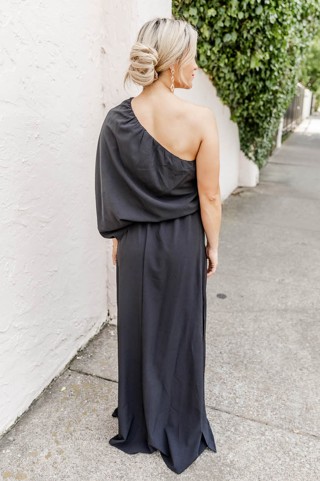 Found My Forever Black One Shoulder Maxi Dress FINAL SALE – Pink Lily