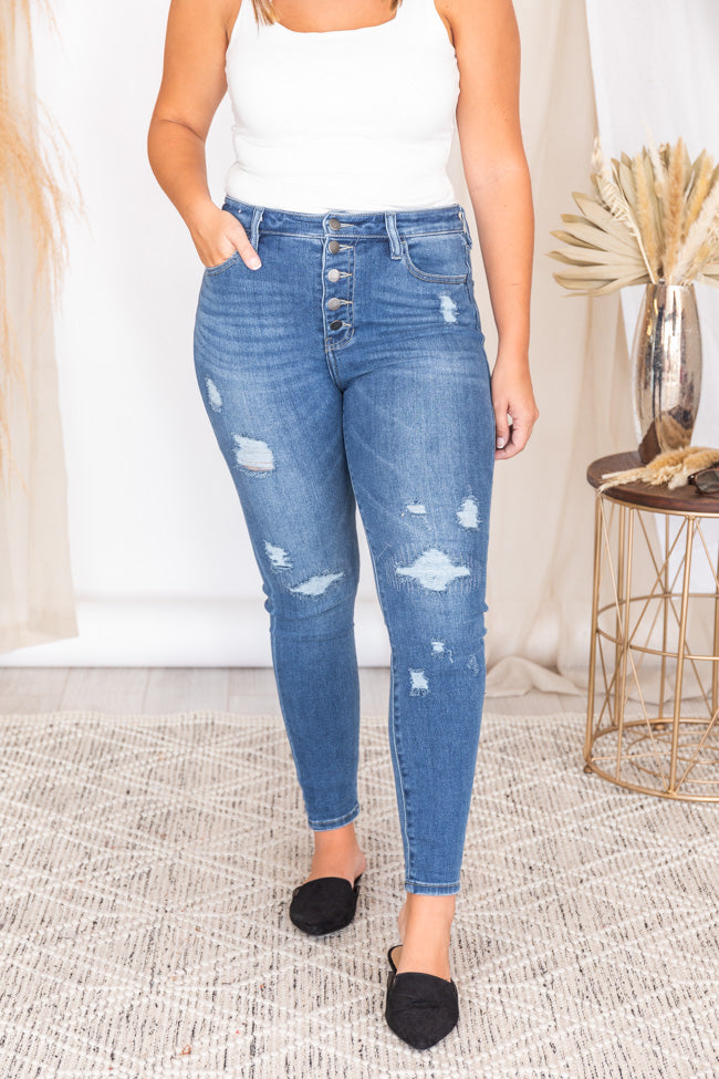 Janice Medium Wash Distressed Skinny Jeans FINAL SALE