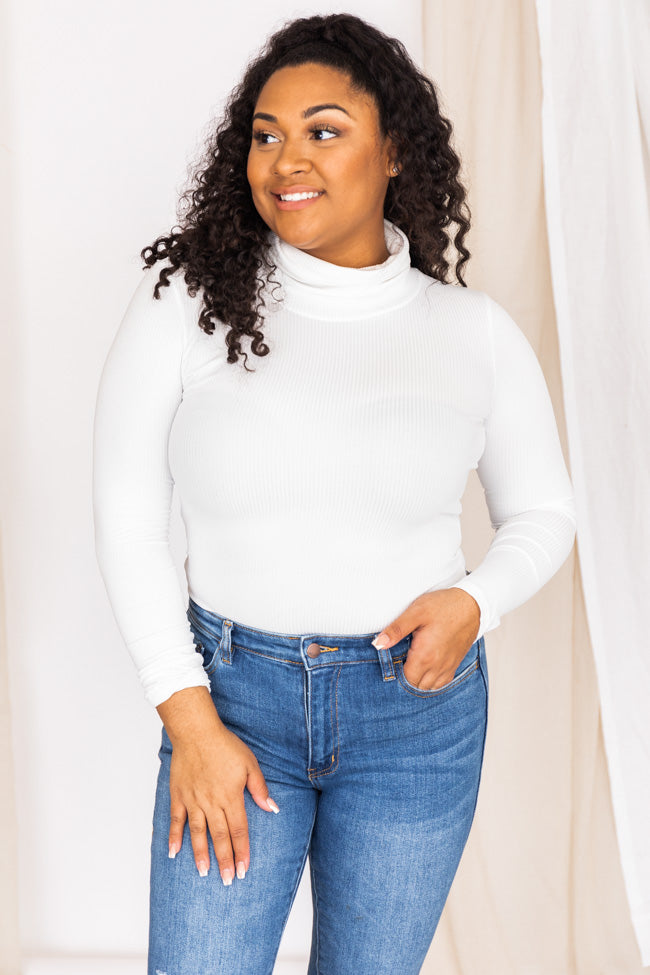 White ribbed turtleneck clearance bodysuit