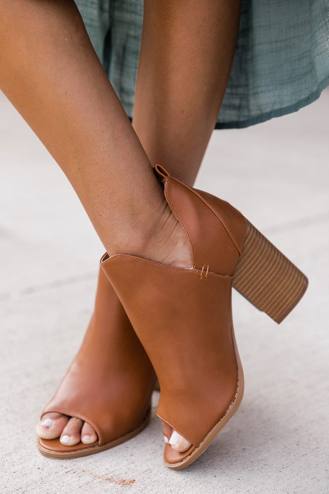 Peep toe brown outlet booties