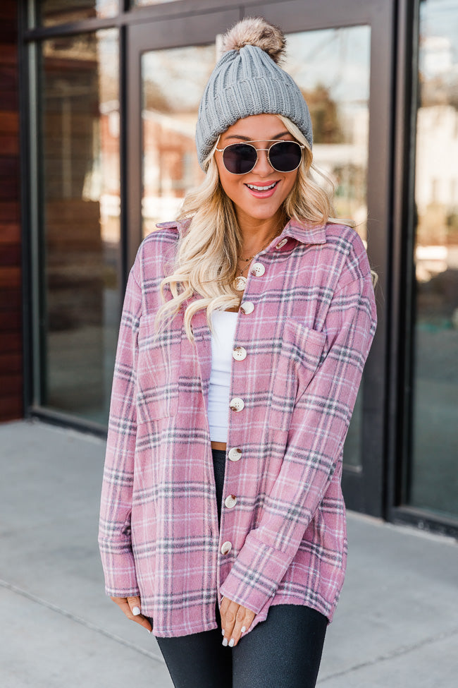 Easily Yours Pink Plaid Shacket