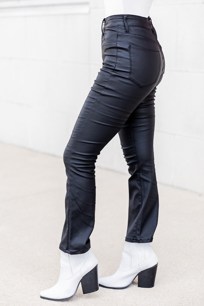 You Used To Call Black Faux Leather Cropped Bootcut Pants FINAL SALE