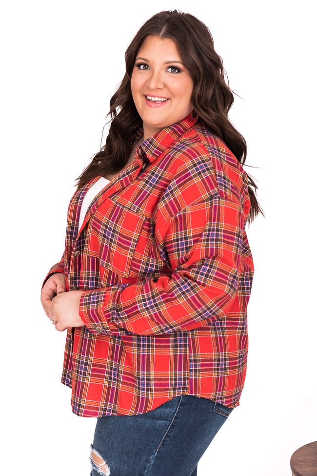 Your Lucky Day Red Plaid Flannel Blouse FINAL SALE