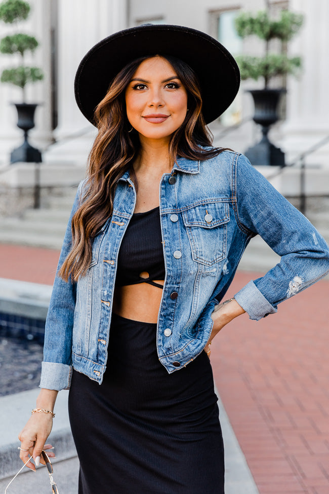 Find Out Where To Get The Jacket | A line denim skirt, Denim skirt fashion, Denim  skirt outfits