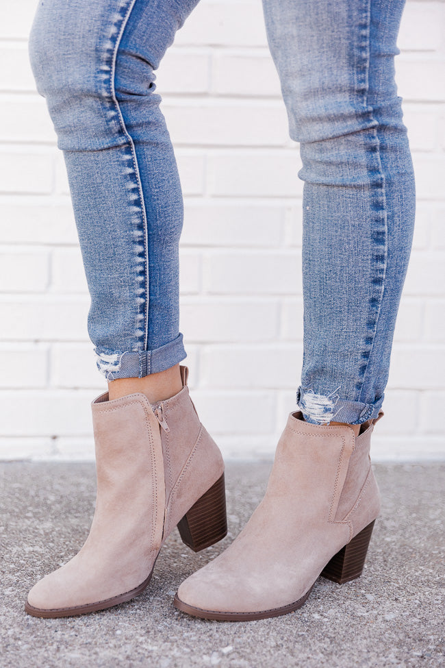 Taupe cheap heeled booties