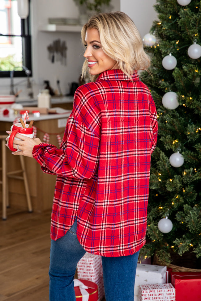Chic Edge Red Plaid Flannel Shacket FINAL SALE