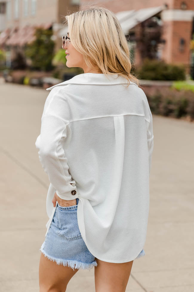 Reliable Love Ivory Waffle Knit Blouse