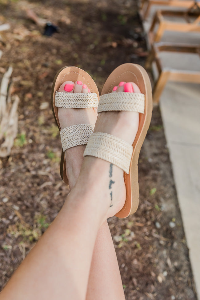 Keelie Natural Weave Raffia Double Strap Sandals FINAL SALE