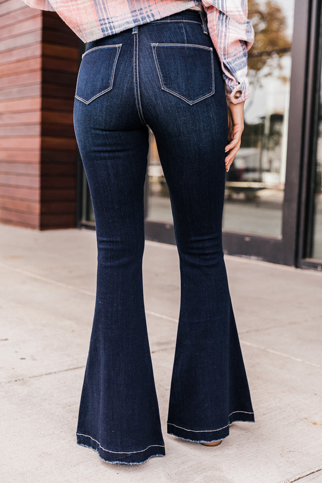 Whitney Button Front Dark Wash Flare Jeans FINAL SALE