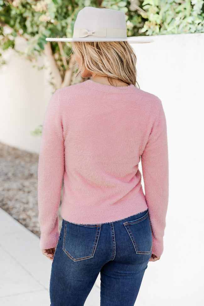 Who Cares Pink Cutout Sweater