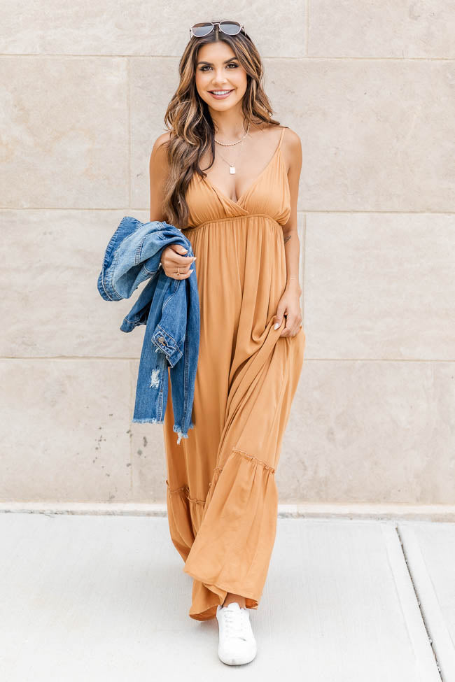 Totally Agreeable Camel Cami Maxi Dress FINAL SALE