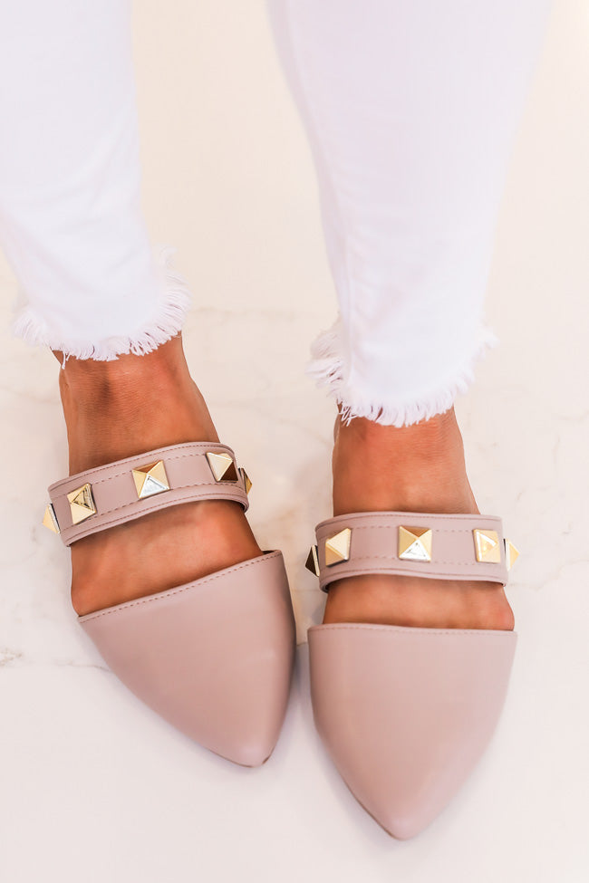 Jeanie Taupe Stud Detail Mules FINAL SALE