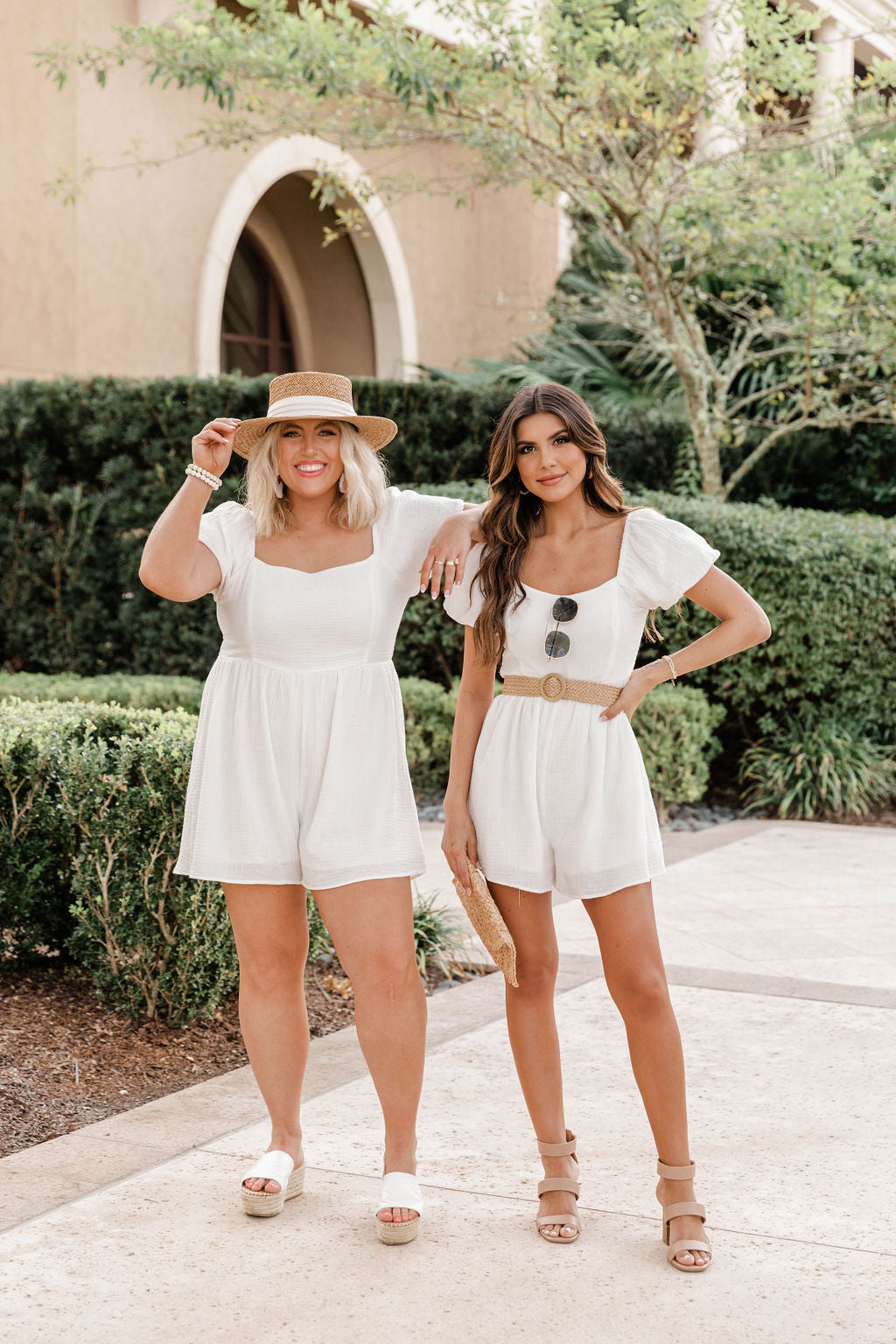 While You're Here White Puff Sleeve Romper FINAL SALE – Pink Lily