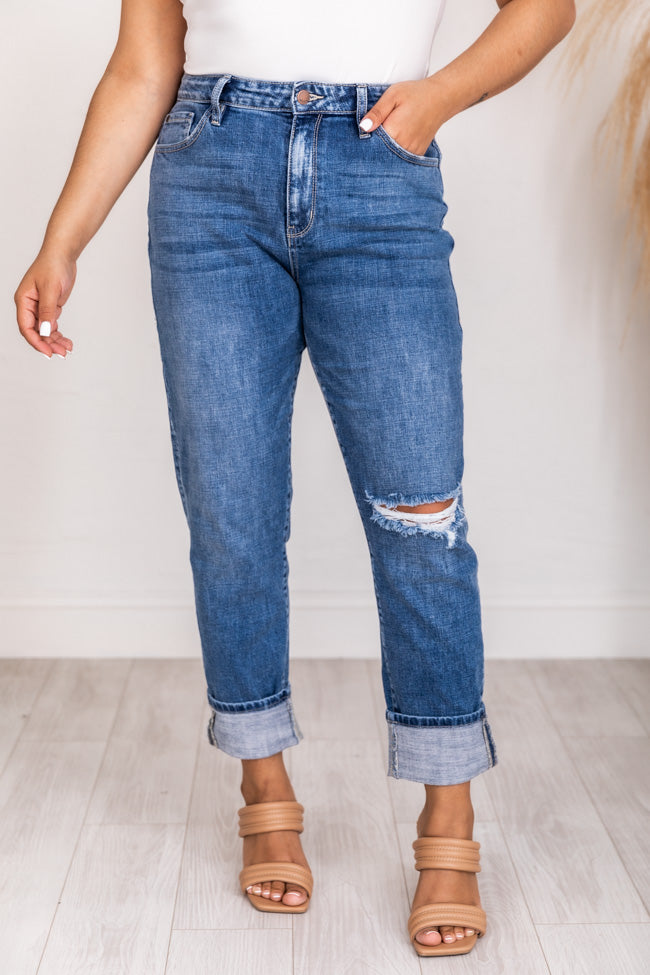Rhonda Medium Wash Slightly Distressed Mom Jeans FINAL SALE