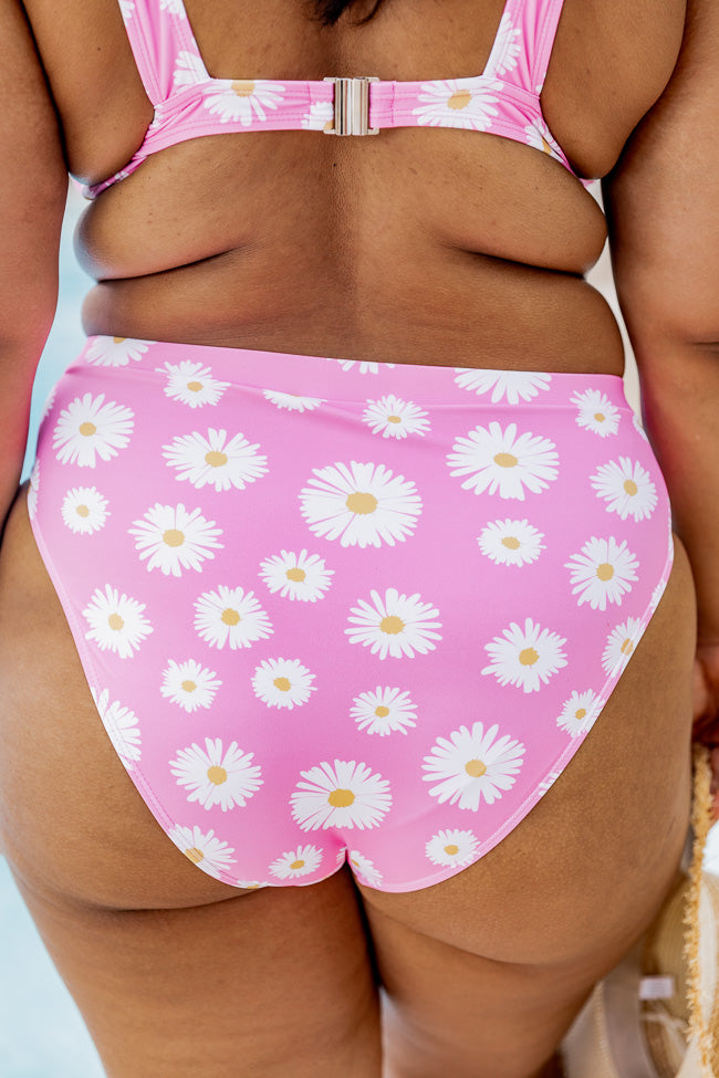 Captivating Sun Pink Daisy High Waisted Bikini Bottoms FINAL SALE