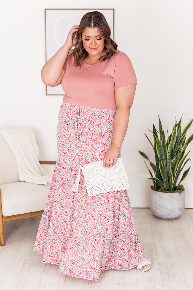 Pink maxi hotsell skirt plus size